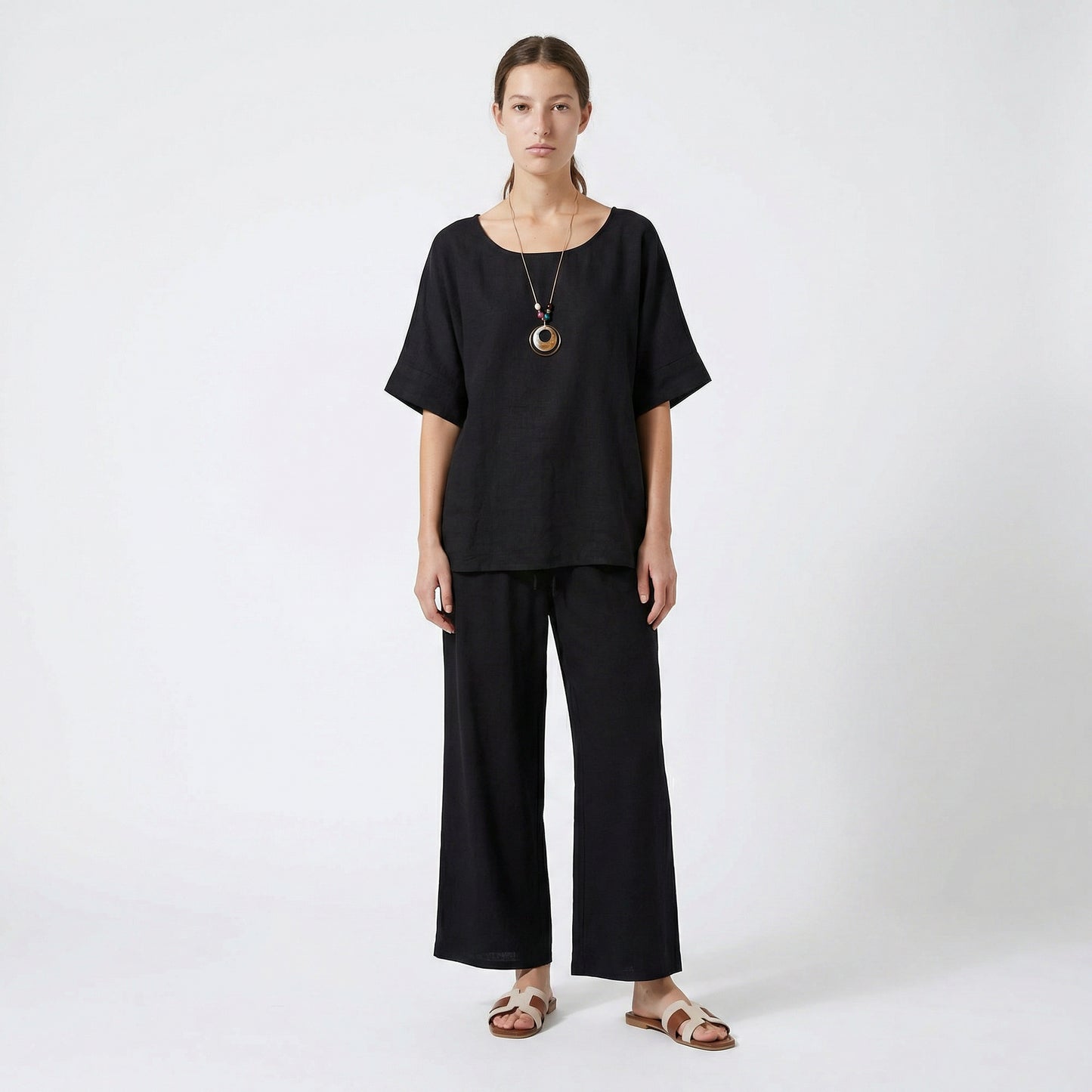 Pantaloni morbidi con elastico per lei - Nero