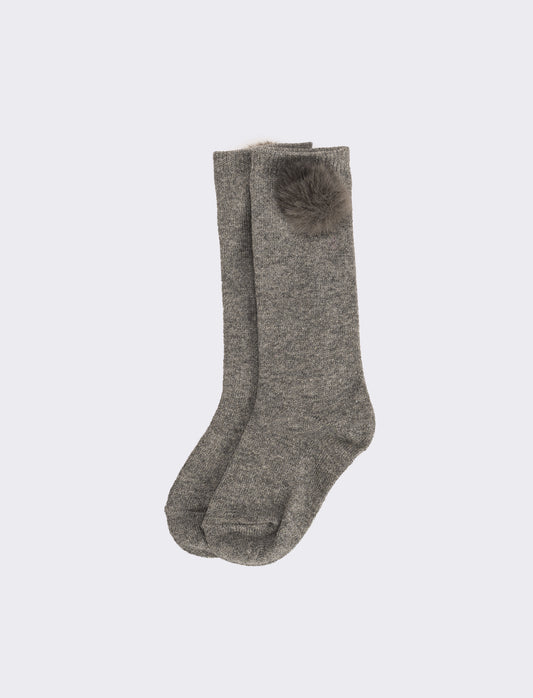 Calzino bambina con pon pon 1 paio - Grigio
