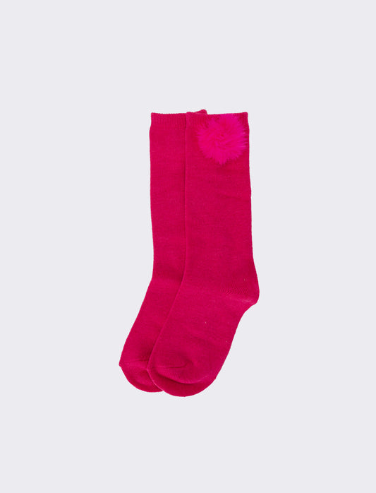 Calzino bambina con pon pon 1 paio - Rosa