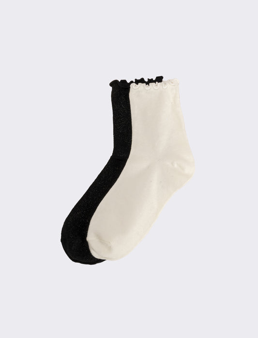 Calzini donna freel 2 paia - Bianco-nero
