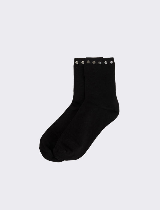 Calzino donna con borchie 1 paio - Nero