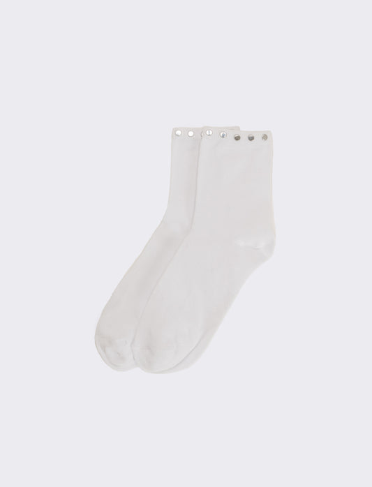 Calzino donna con borchie 1 paio - Bianco