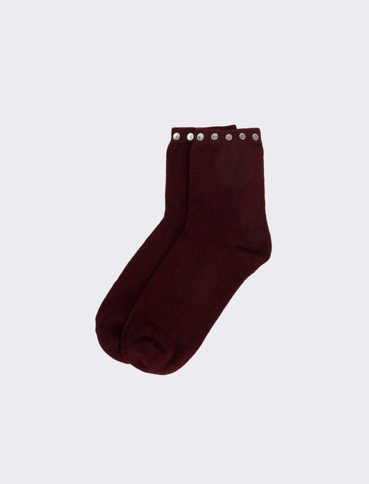 Calzino donna con borchie 1 paio - Bordeaux