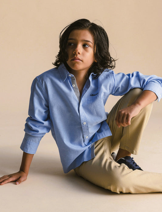 Camicia in oxford. - Azzurro