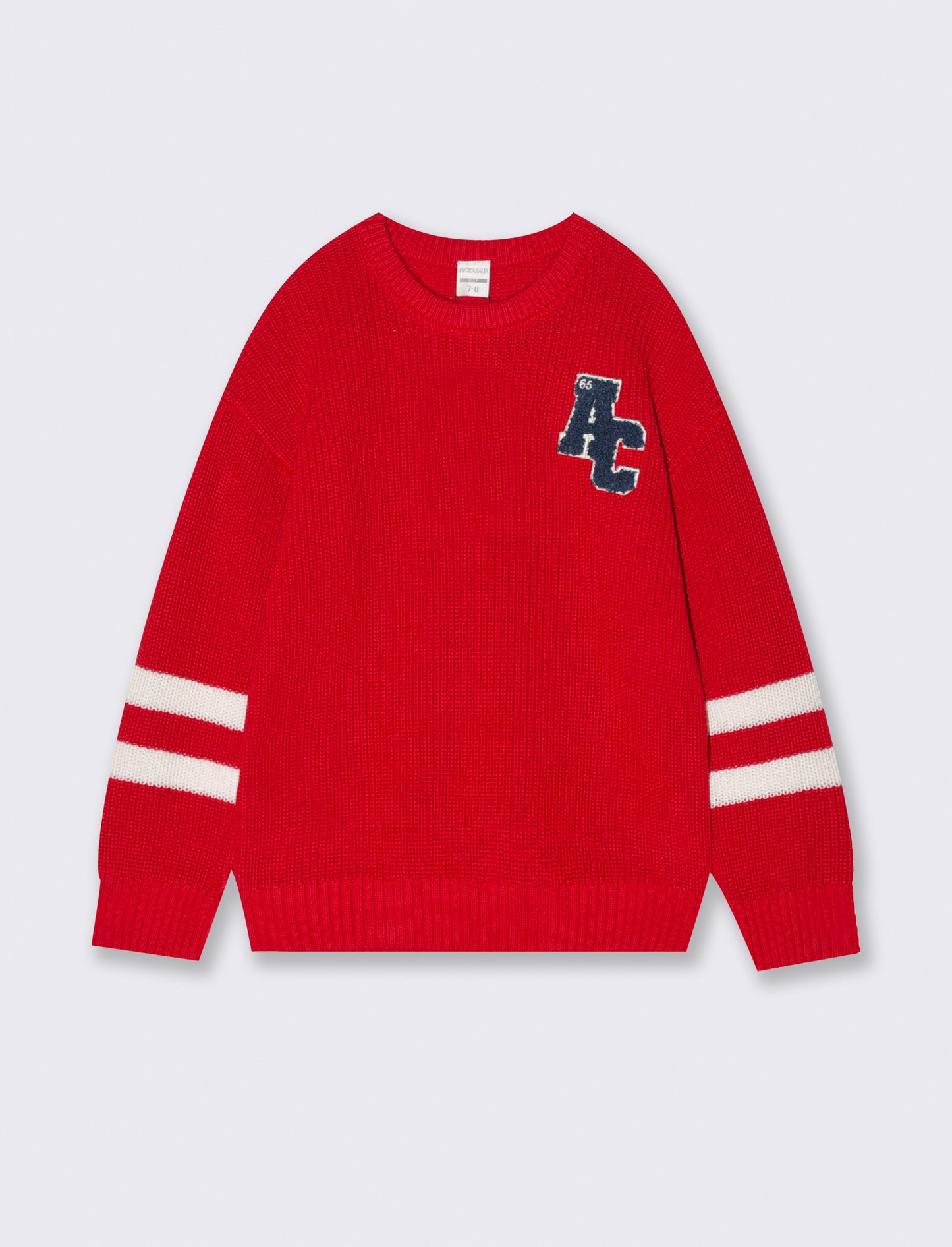 Maglione stile college con patch. - Rosso
