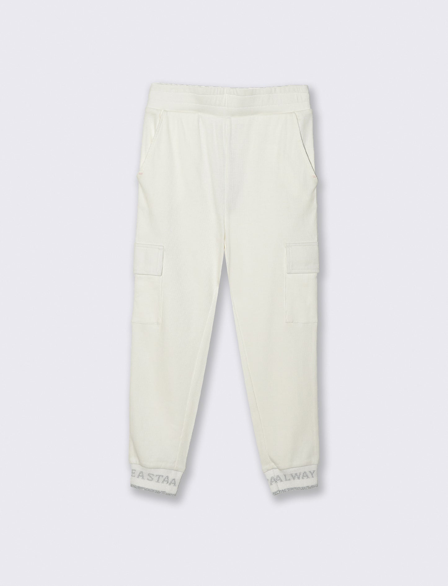 Jogger in costina - Bianco sporco