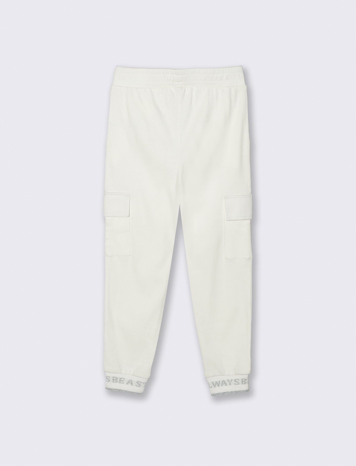 Jogger in costina - Bianco sporco