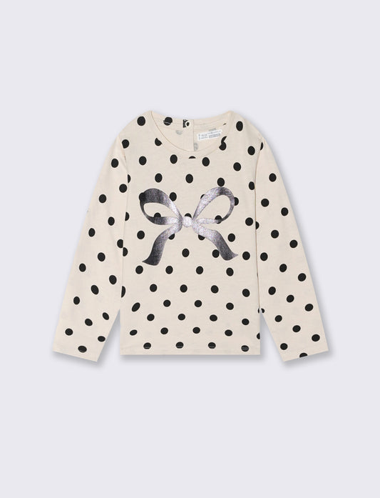 T shirt con fantasia e stampa - Beige