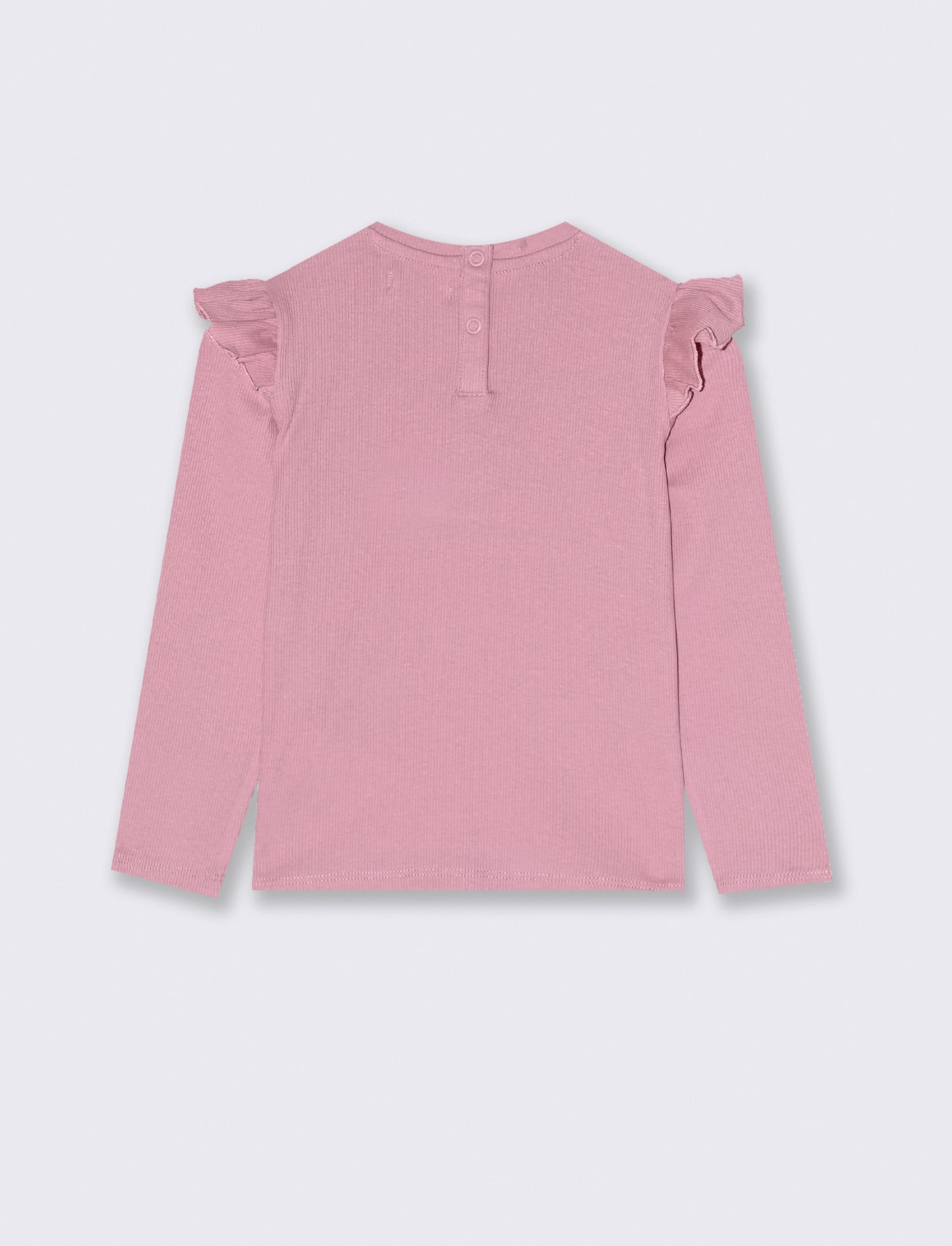 T shirt in costina con ricamo - Rosa