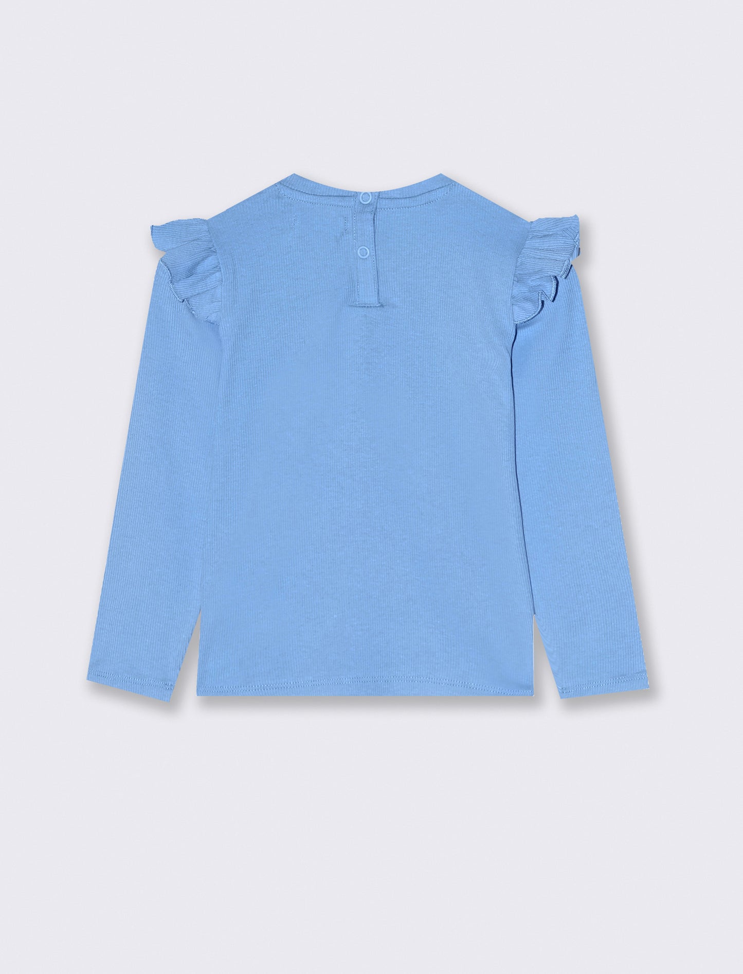 T shirt in costina con ricamo - Azzurro