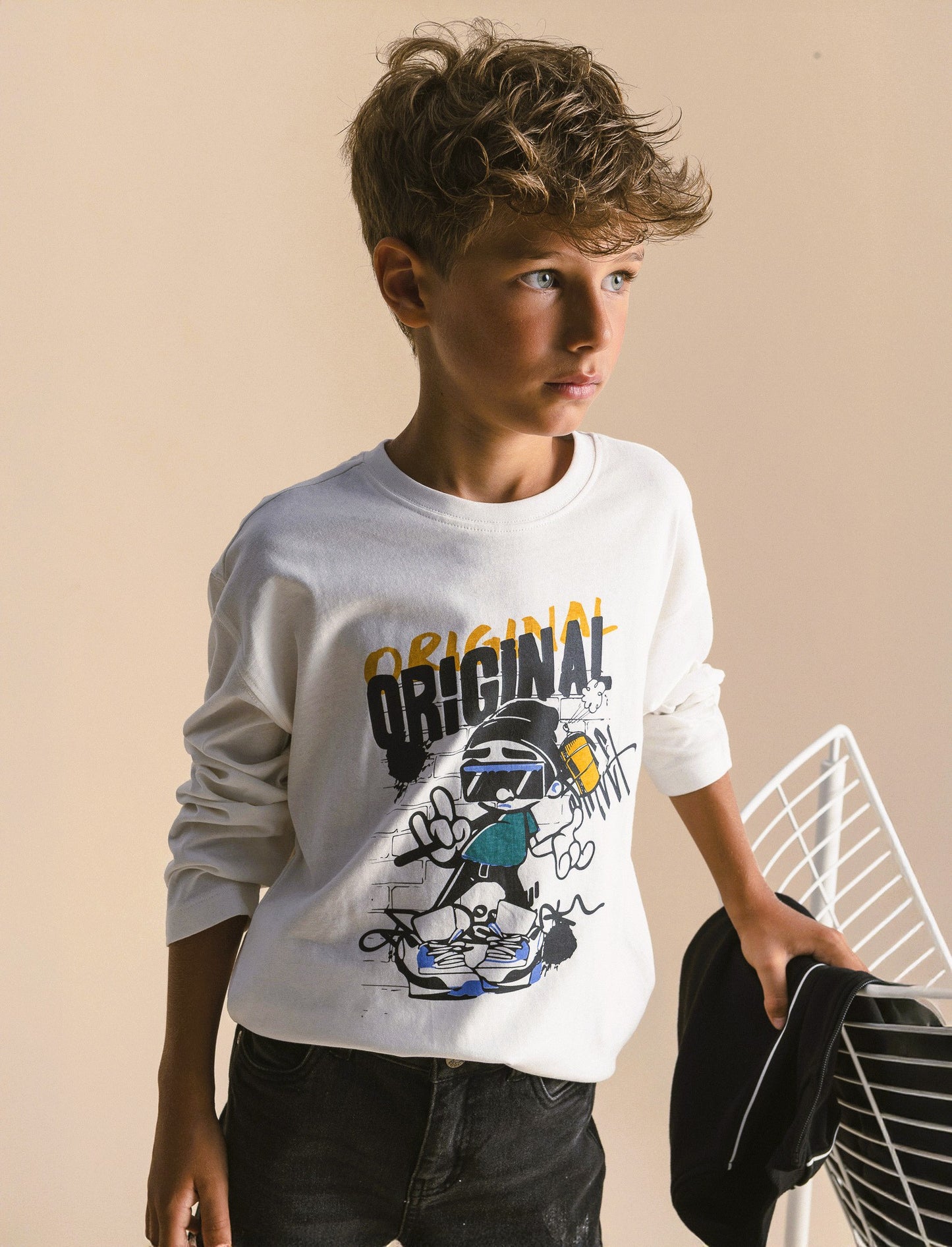 T-shirt maniche lunghe - Bianco sporco