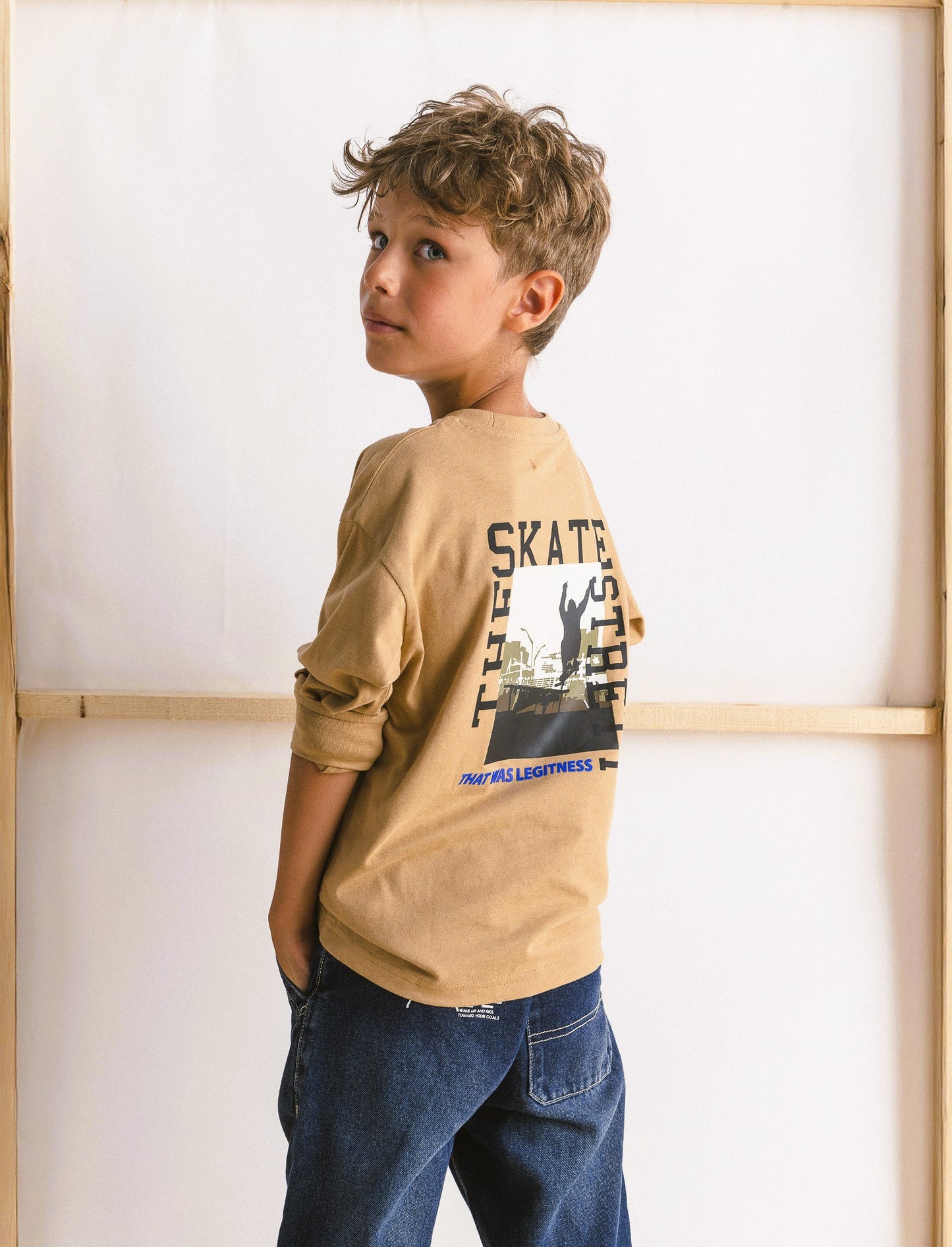 T-shirt maniche lunghe e polsini - Beige biscotto