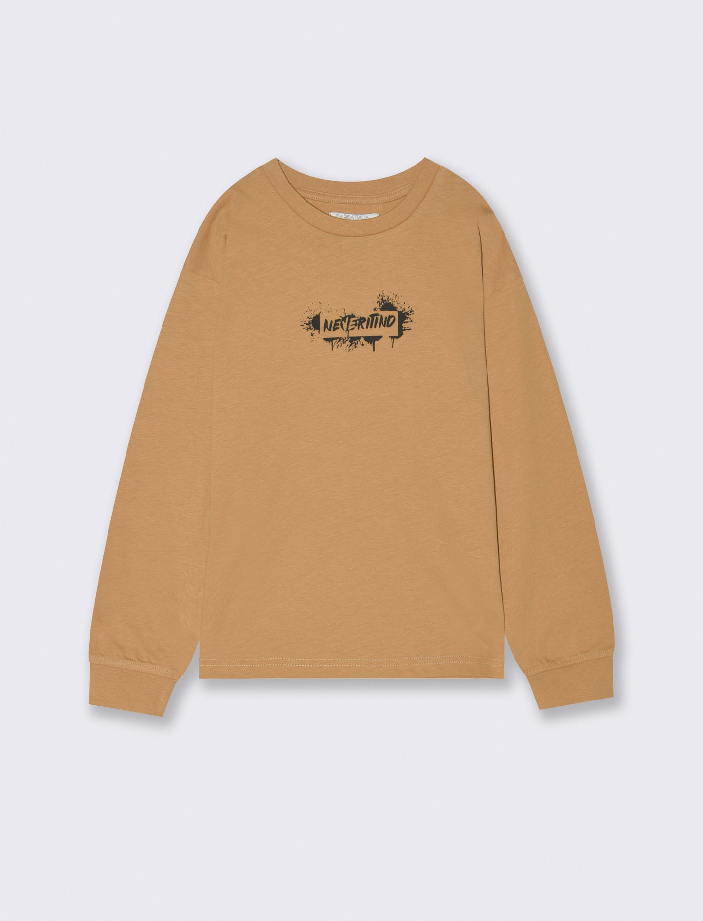 T-shirt maniche lunghe e polsini - Beige biscotto