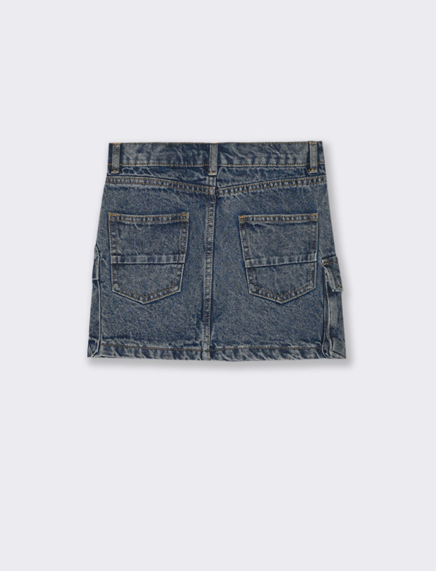 Gonna da bambina in denim con tasconi laterali. - Denim