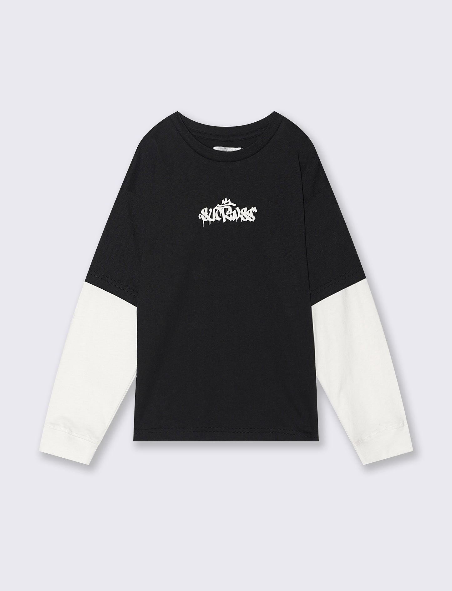 T-shirt maniche lunghe bicolor - Nero