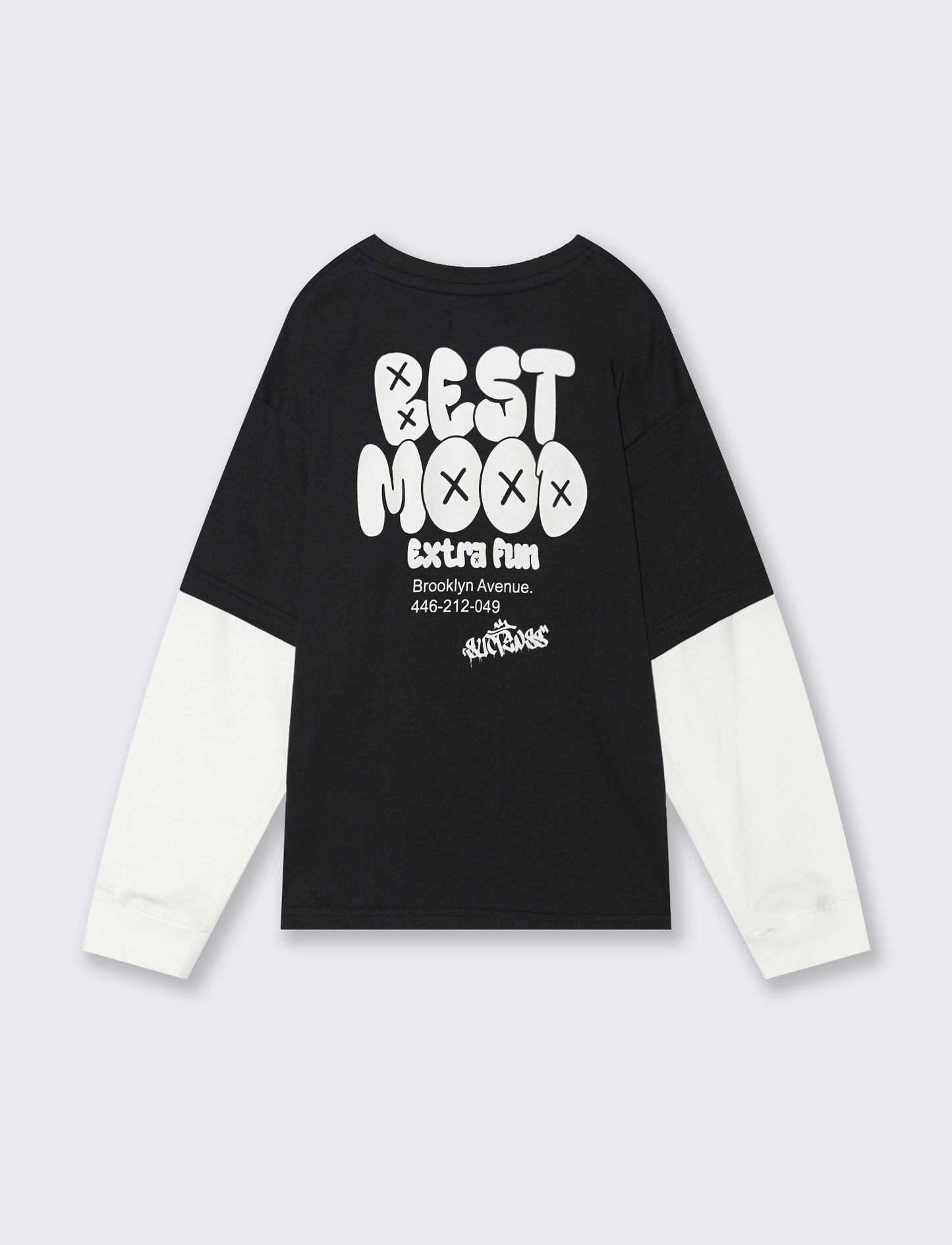 T-shirt maniche lunghe bicolor - Nero