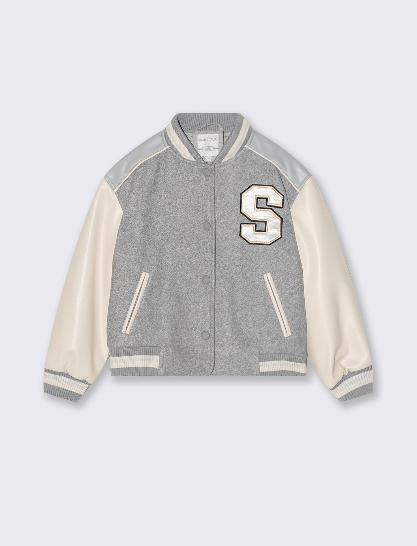 Giubbotto stile college con patches - Grigio mel.