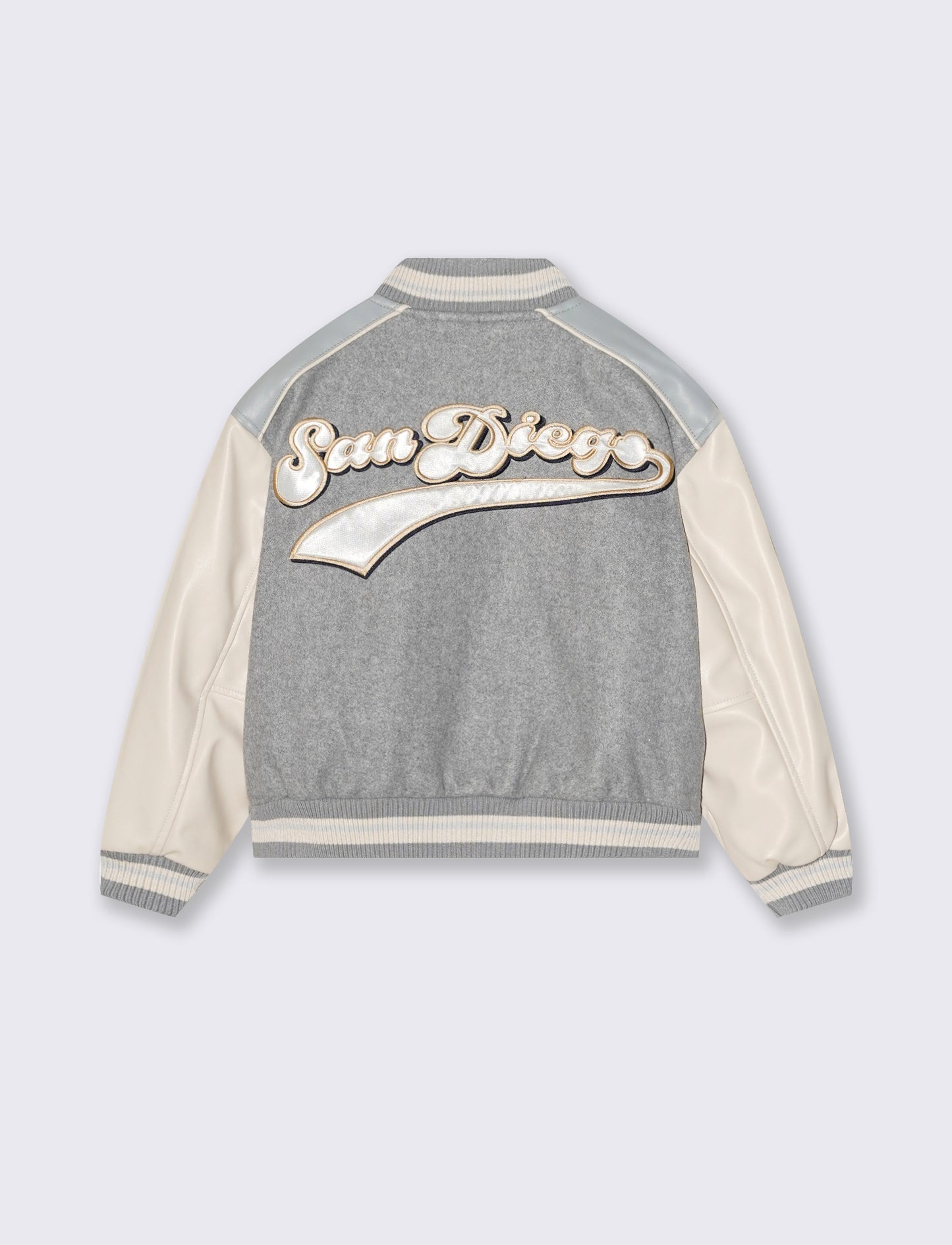 Giubbotto stile college con patches - Grigio mel.