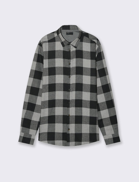 CAMICIA A QUADRI IN FLANELLA - Grigio mel.