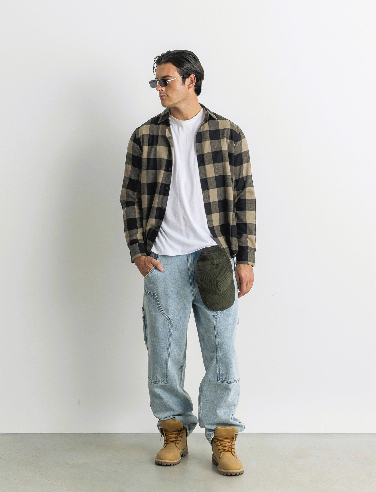 CAMICIA A QUADRI IN FLANELLA - Verde kaki