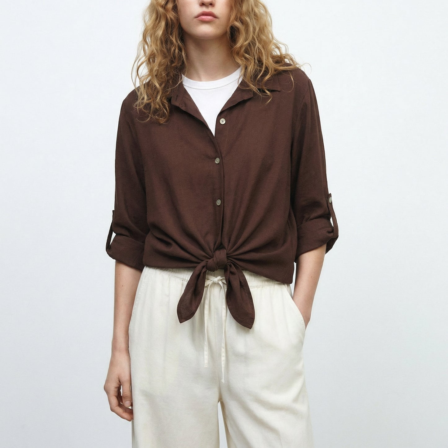 Camicia morbida a tre quarti - Moro