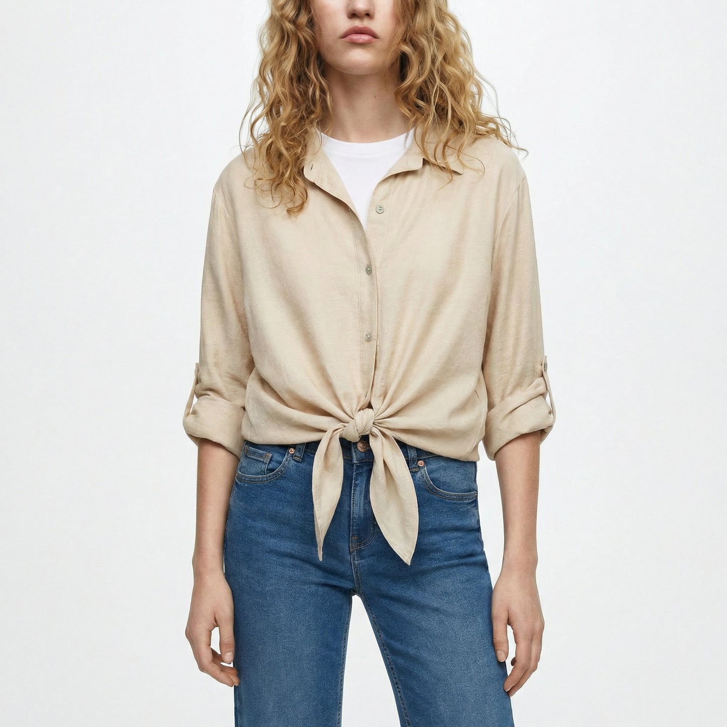 Soft three-quarter shirt - Beige