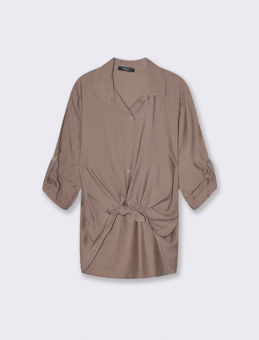 Camicia morbida a tre quarti - Grigio fango