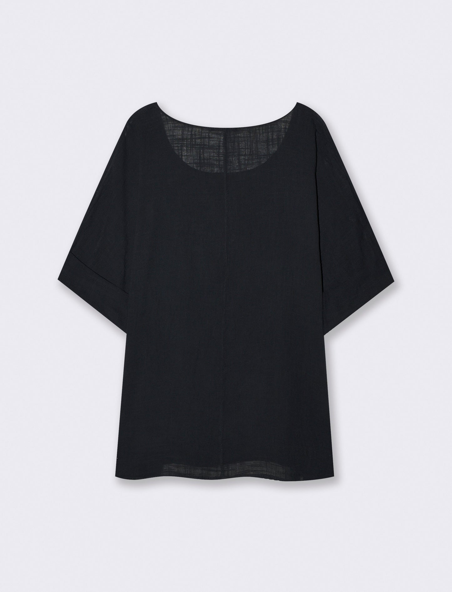 Round neck blouse with three-quarter sleeves - Black