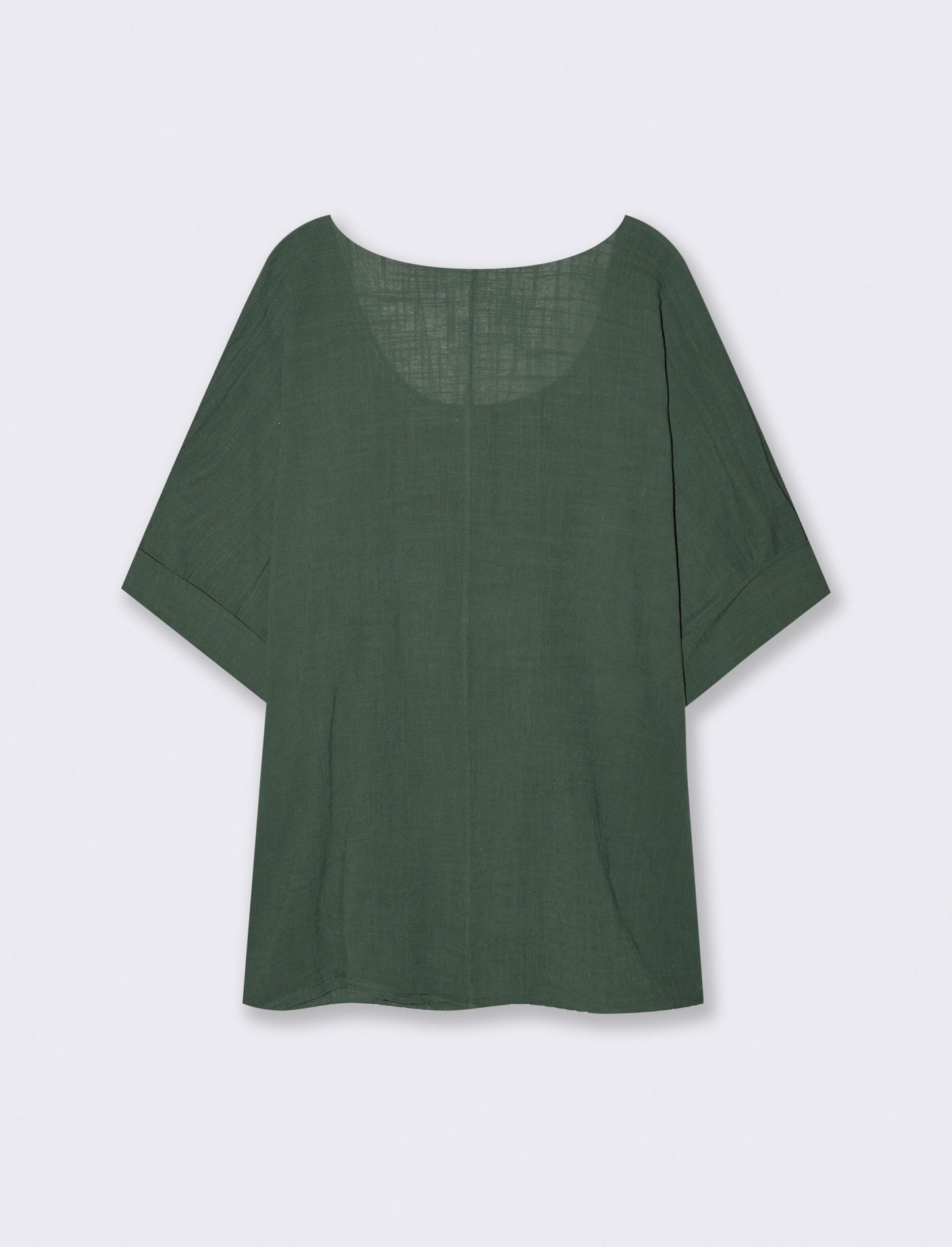 Round neck blouse with three-quarter sleeves - Green