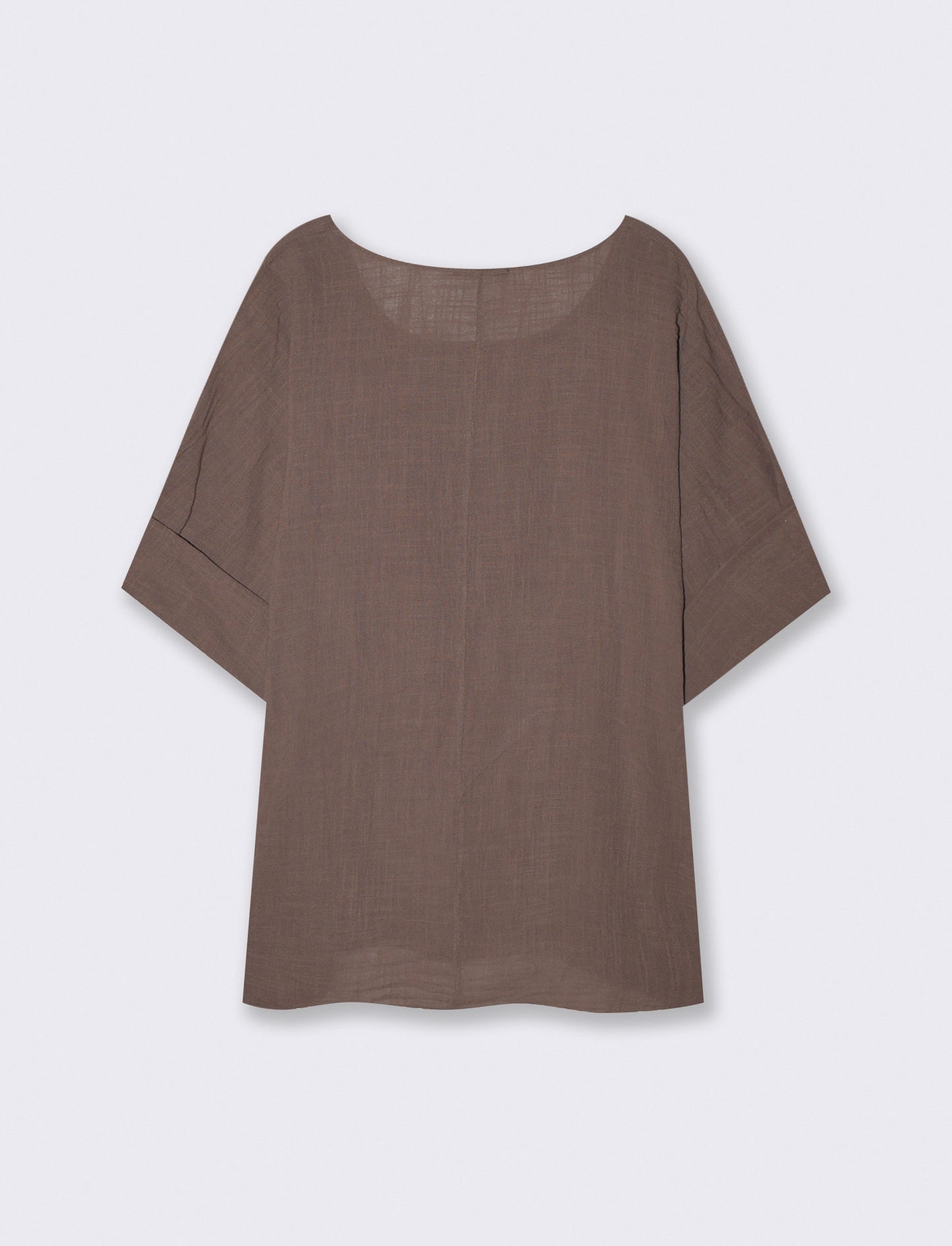 Round neck blouse with three-quarter sleeves - Grey
