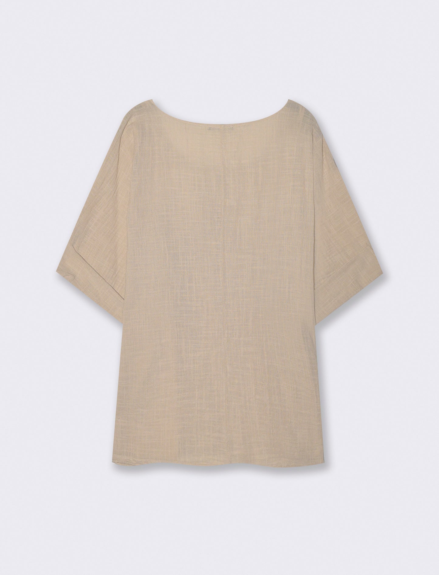 Round neck blouse with three-quarter sleeves - Beige