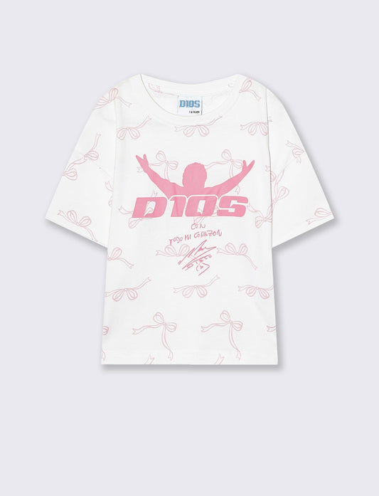T-shirt bambina con stampa all-over D1OS - Bianco