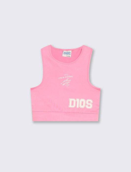 Canotta sporty da bambina con stampa D1OS - Rosa