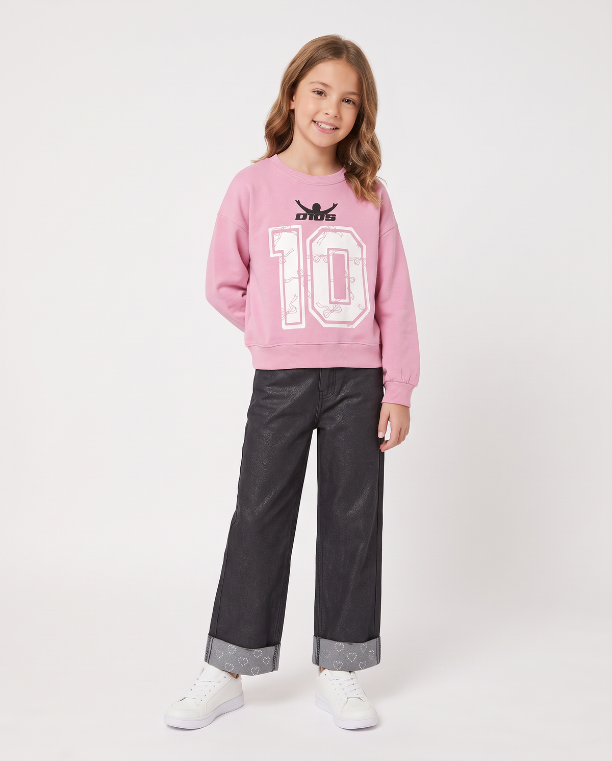 Felpa sporty bambina con stampa D1OS - Rosa