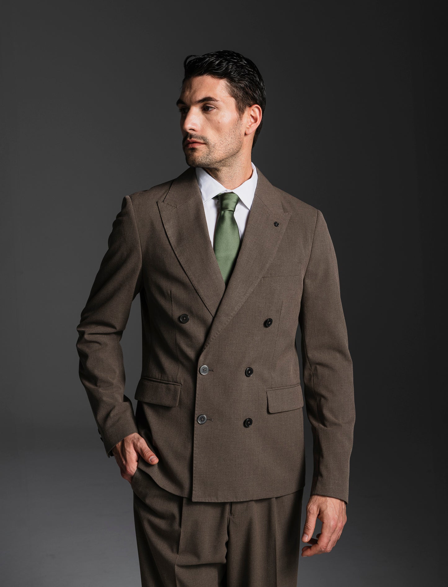BLAZER DOPPIOPETTO DA COMPLETO FORMAL FIT - Grigio fango
