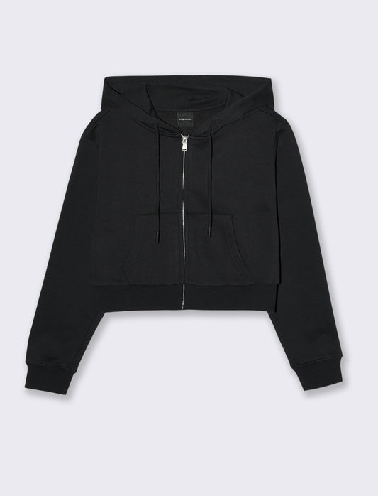 FELPA CROP CON CAPPUCCIO - Nero