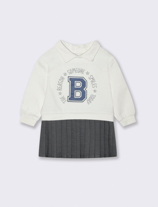 Abito tessuti combinati - Bianco panna