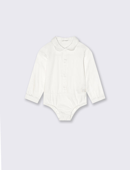 Body con colletto ondulato - Bianco panna