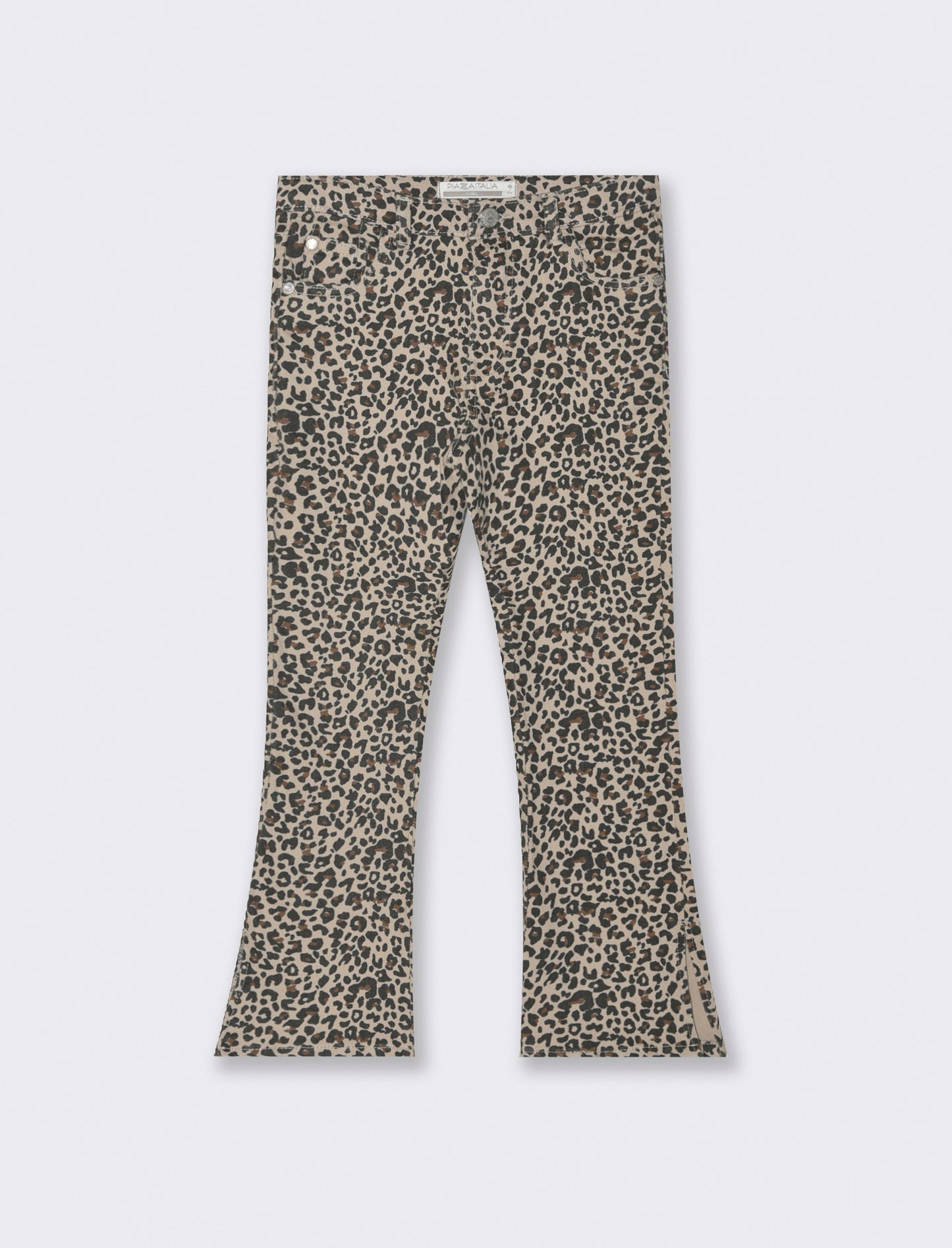 Pantaloni elastici a zampa stampati con fantasia leopardata. - Maculato