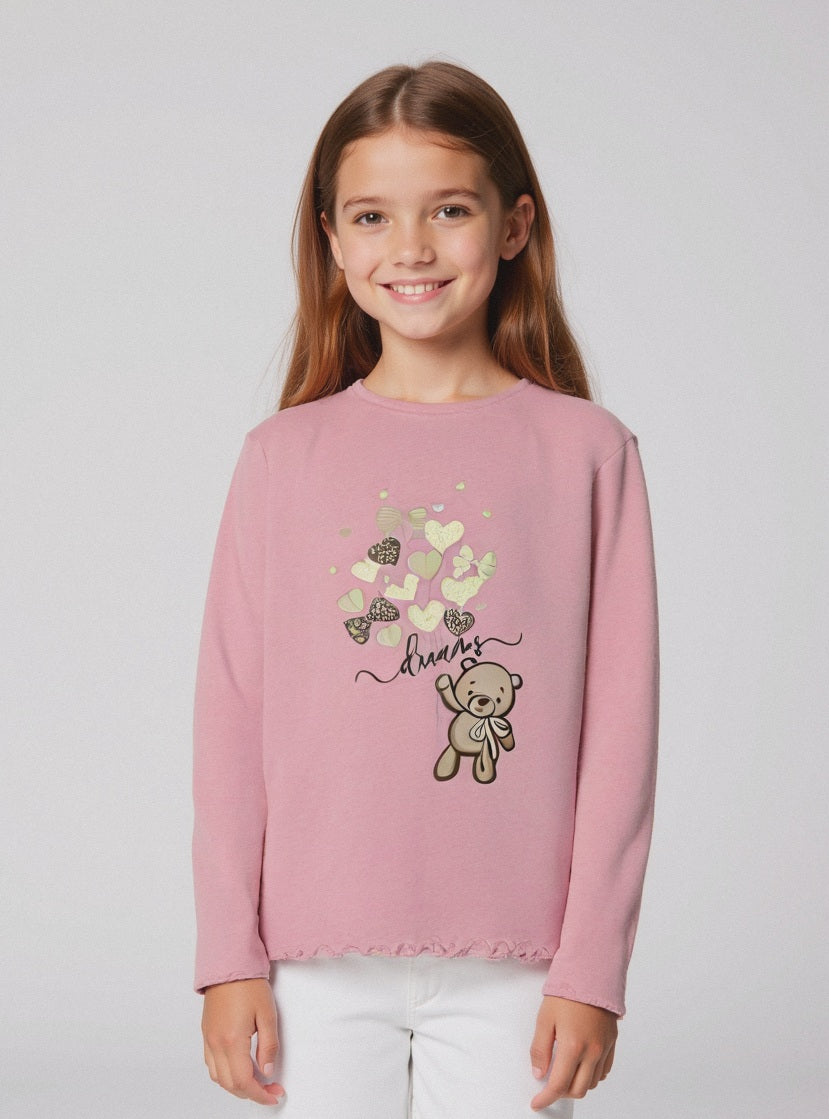 T-shirt orlo ondulato - Rosa