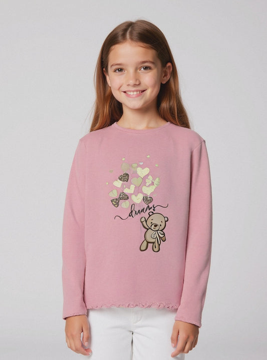 T-shirt orlo ondulato - Rosa
