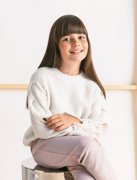 Maglia con micropaillettes - Bianco sporco