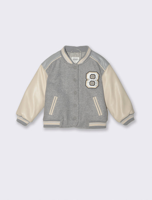 Giubbotto stile college con applicazione - Grigio mel.