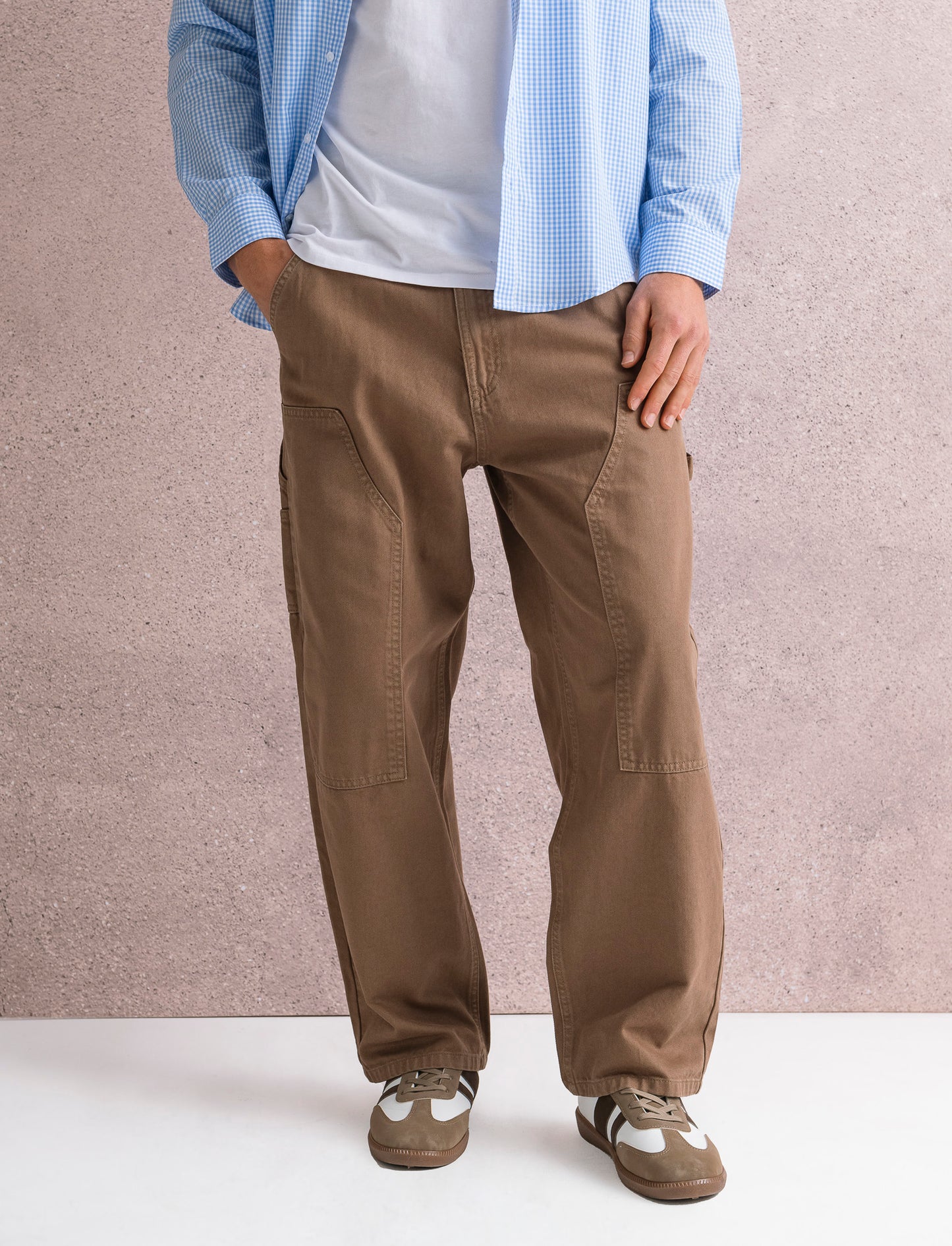 PANTALONE DENIM CARPENTER BAGGY FIT - Grigio fango