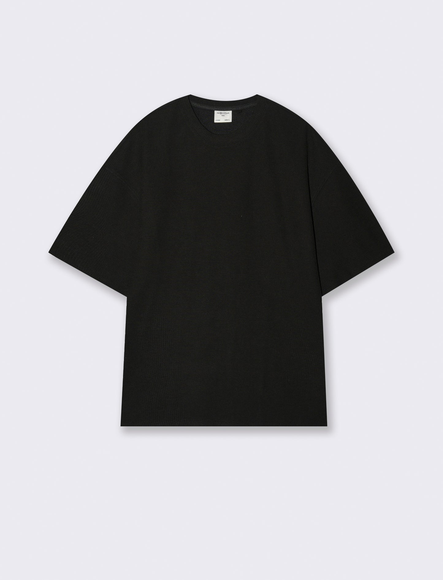 T-SHIRT BOXY FIT EFFETTO MAGLIA - Nero