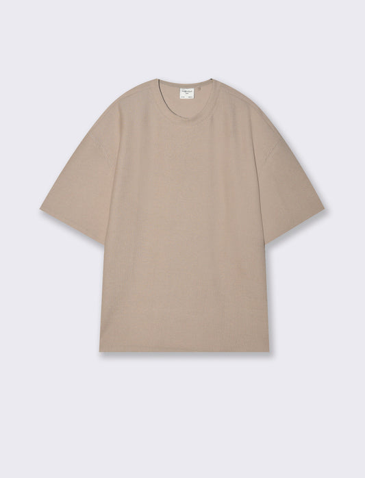 T-SHIRT BOXY FIT EFFETTO MAGLIA - Beige