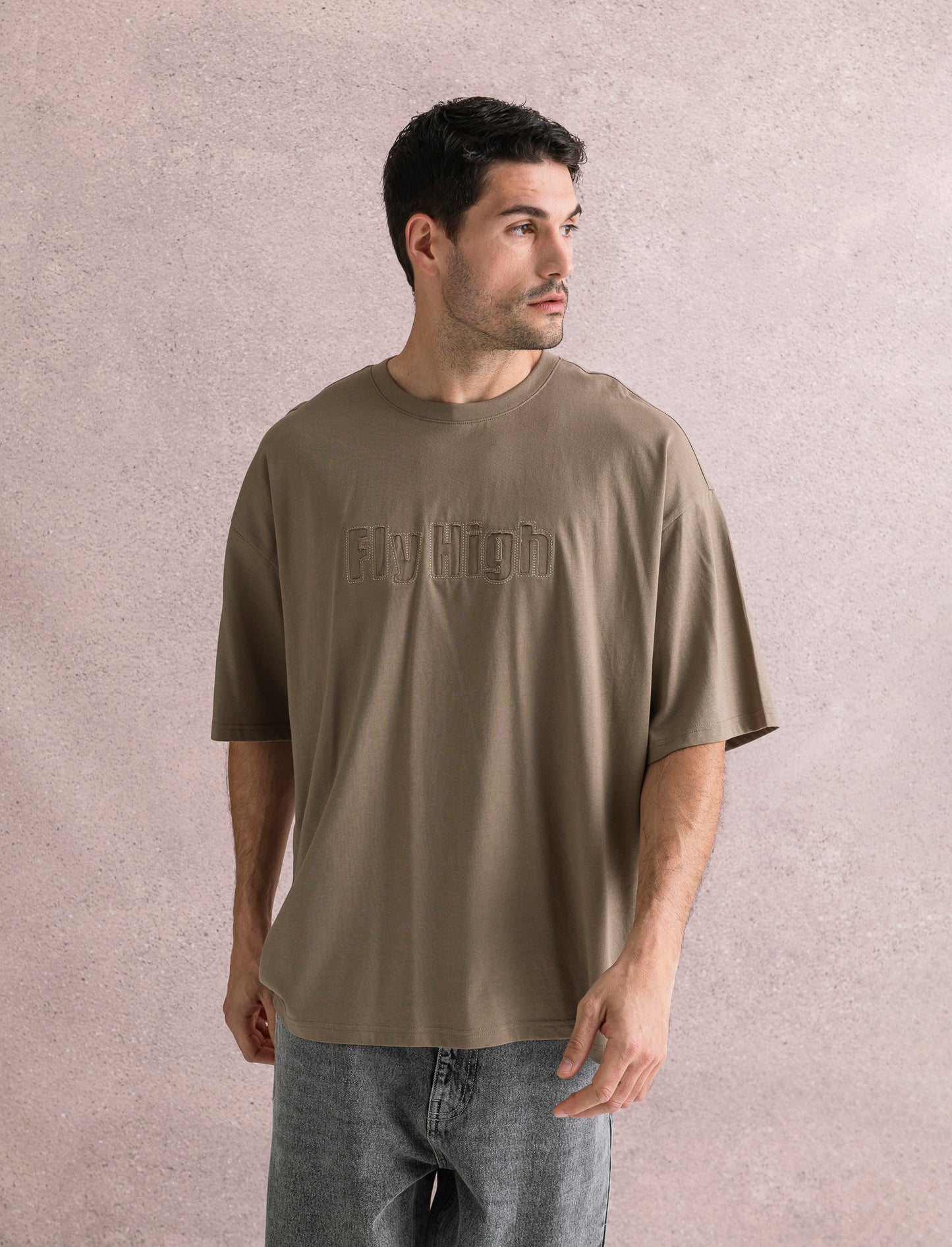 T-SHIRT BOXY FIT EFFETTO MAGLIA - Verde kaki