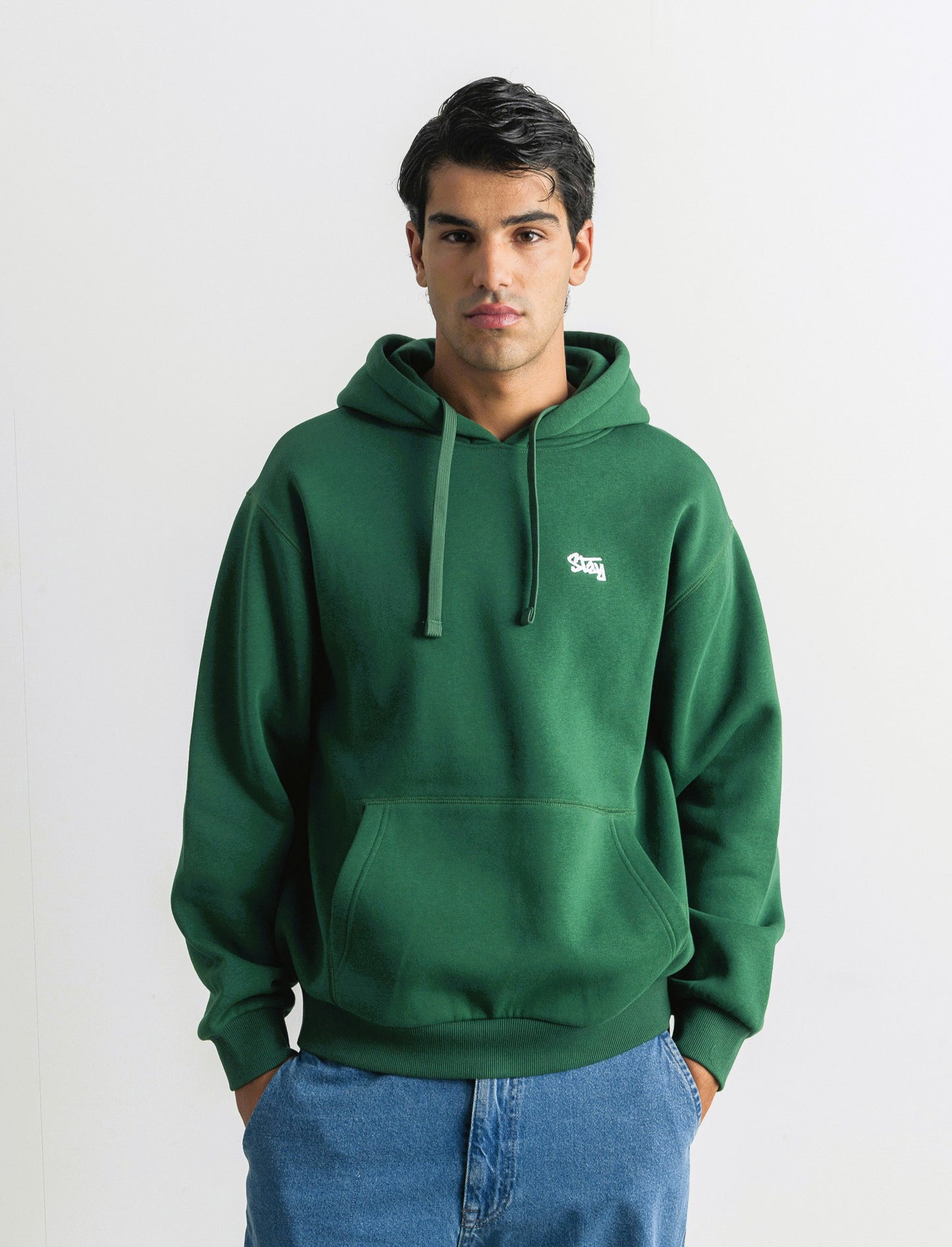 FELPA CON CAPPUCCIO E RICAMO - Verde