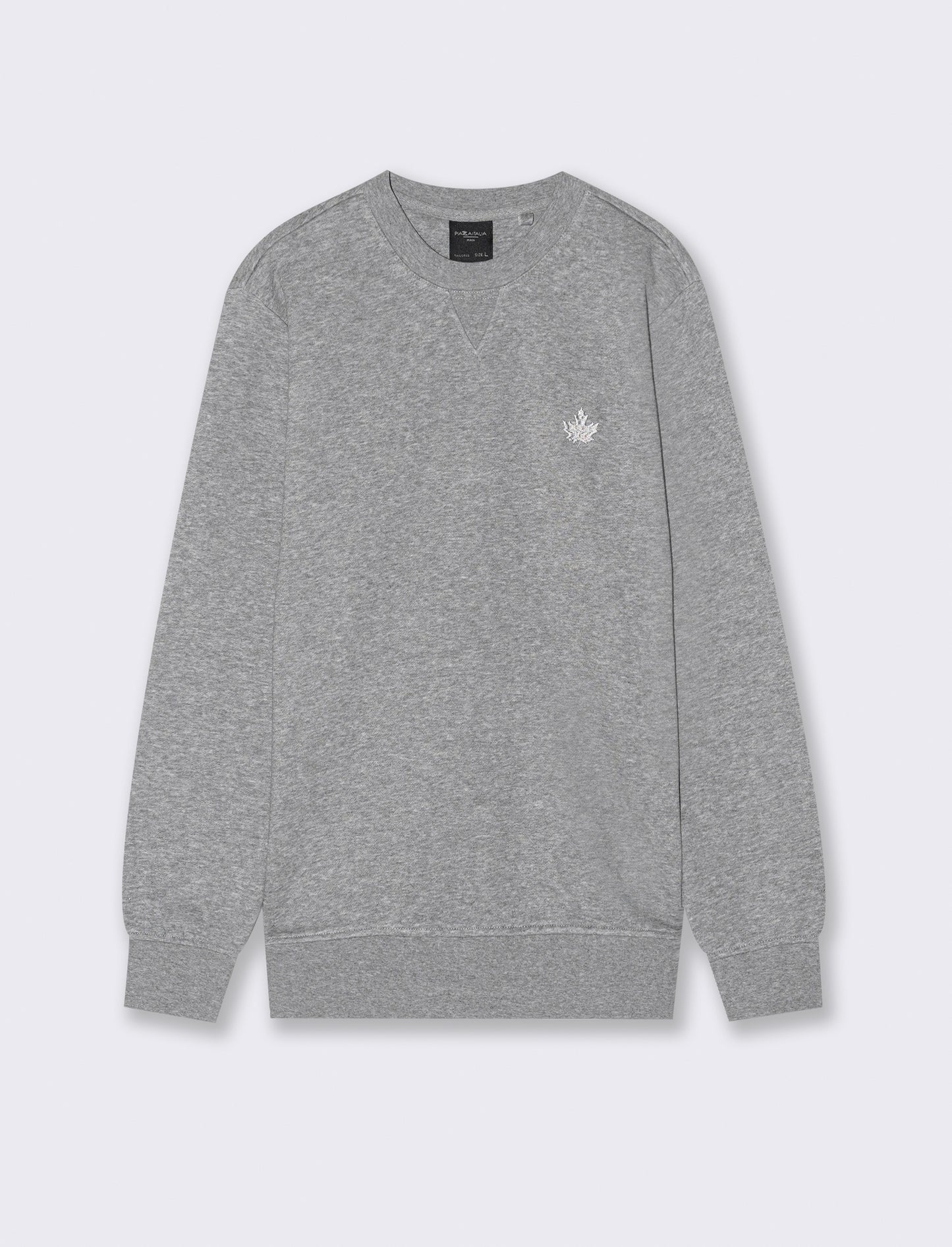 FELPA GIROCOLLO REGULAR FIT CON RICAMO - Grigio mel.