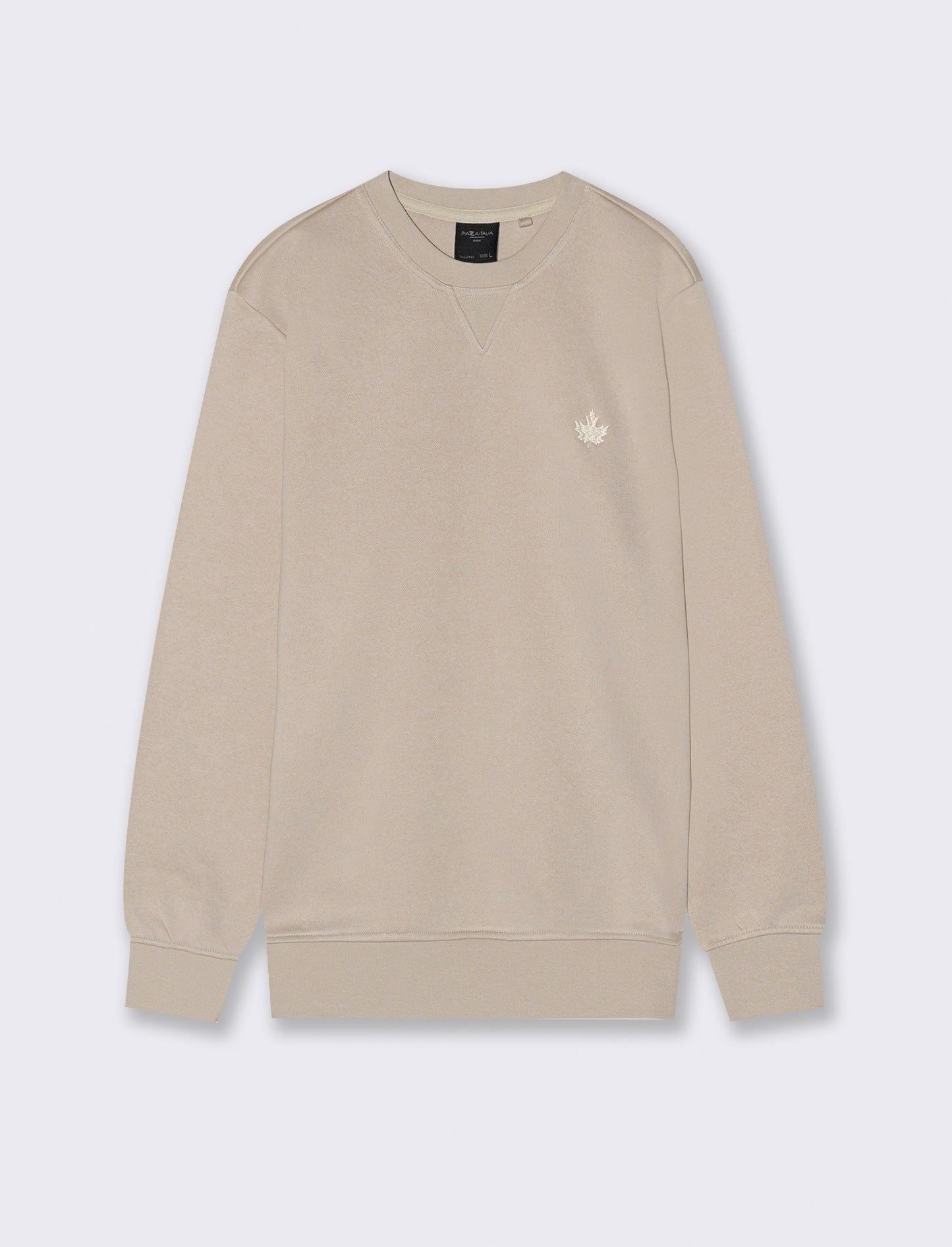 FELPA GIROCOLLO REGULAR FIT CON RICAMO - Beige